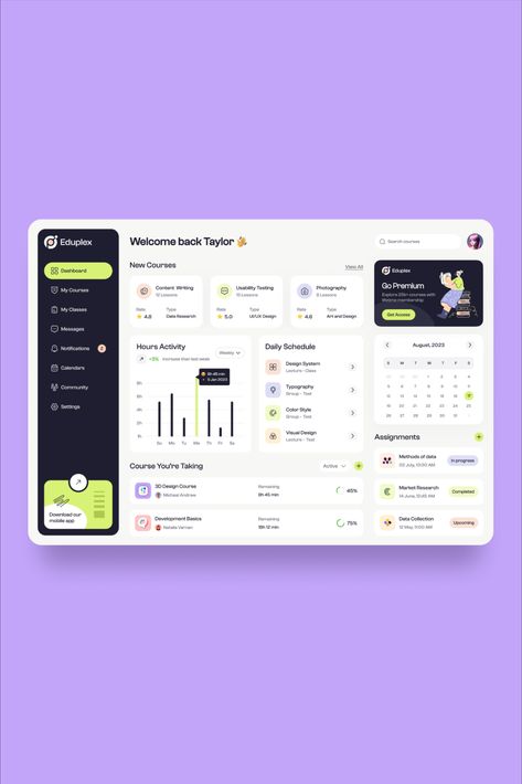 Explore our meticulously crafted Educational Dashboard design for a holistic learning experience. Monitor your engagement, achievements, statistics, daily schedule, assignments, and more in one intuitive interface.

Get in touch with us today to learn more about our UX design services and let's work together to create something amazing

👉Contact: hello@designmonks.co
+8801798-155521

#EducationalDashboard #LearningExperience #ProgressTracking  #Statistics #DailySchedule #AssignmentsManagement Ux Dashboard Design, Website Design Dashboard, Dashboard Interface Design, Software Design Interface, Web Dashboard Design, Dashboard Ux Design, Dashboard Website Design, User Dashboard Ui Design, Educational Websites Design