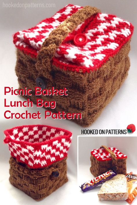 Crochet Picnic Basket Pattern Free, Crochet Picnic Basket, Crochet Picnic, Crafts Spring, Spring Crochet, Crochet Baskets, Confection Au Crochet, Úložný Box, Crochet Fun