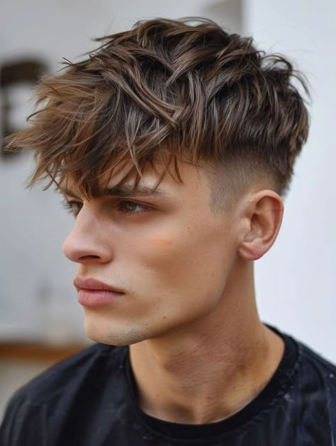 Different & Trendy Undercut Hairstyle Ideas for Men | Every Variation of the Men’s Undercut Hairstyle (Detailed Gallery) Mens Light Brown Hair, Textured Fade, Trendy Boys Haircuts, Clean Background, Angular Face, Mens Haircuts Short Hair, Textured Crop, Crop Haircut, Undercut Men