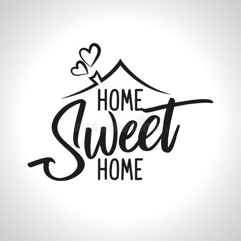 Illustration about Home Sweet Home - Typography poster. Handmade lettering print. Vector vintage illustration with house hood and lovely heart and incense chimney. Illustration of message, inspiration, hood - 127368763 Poster Handmade, Inmobiliaria Ideas, Idee Cricut, Pola Sulam, Cricut Projects Vinyl, 로고 디자인, Typography Poster, Home Sweet Home, Silhouette Design