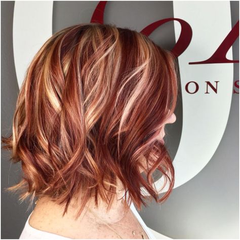 Pelo Color Cobre, Blonde And Red Highlights, Copper Rose Gold Hair, Claire Hair, Blonde With Red Highlights, Red And Blonde, Red Hair With Blonde Highlights, Red Hair With Highlights, Short Hair Highlights