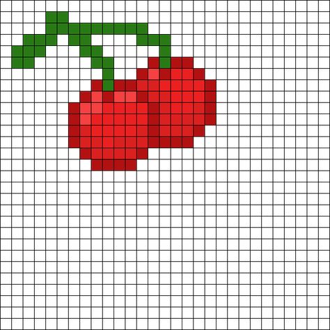 Cherries Perler Bead Pattern / Bead Sprite Lana Del Rey Perler Beads, Cherry Alpha Pattern, Idea Prompts, Bobble Crochet, Pearl Beads Pattern, Crochet Tutorial Pattern, Pattern Maker, Fun Friday, Kandi Patterns