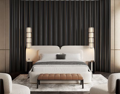 BW| 210 master bedroom on Behance Fall Bedroom Ideas, Fancy Bedroom, Cozy Fall Bedroom, Luxury Hotel Room, Hotel Room Design, Luxurious Hotel, Hotel Bedroom, Fall Bedroom, Luxury Bedroom Master