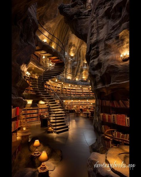 Cave Library, Magical Cave, Secret Library, Miami Mansion, Cool Room Designs, Secret Passageways, Student Apartment, Dream Library, Library Aesthetic