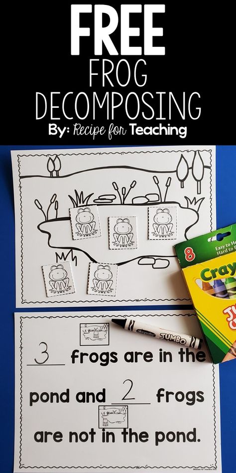 FREE Frog Decomposing within 5.  Practice decomposing 5 by putting some frogs in the pond and some frogs not in the pond. Composing And Decomposing Kindergarten, Kindergarten Decomposing Numbers To 10, Decomposing Numbers Kindergarten Free, Compose And Decompose Kindergarten, Composing And Decomposing Numbers To 10, Composing Numbers Kindergarten, Birds Kindergarten, Kindergarten Tutoring, Grey Lengha