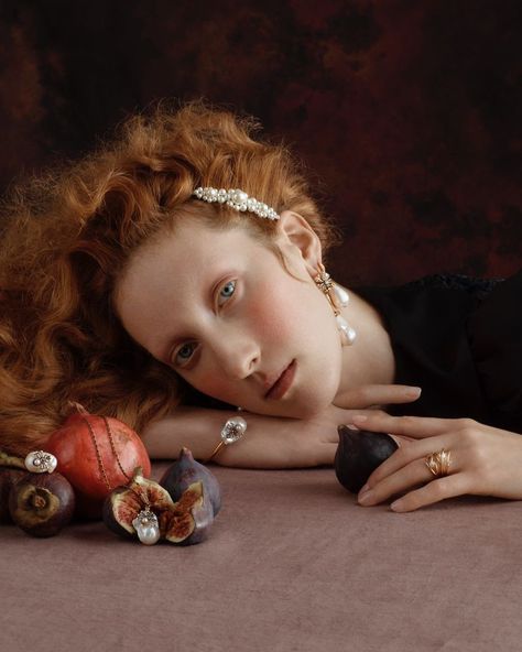 Lorna Foran turns up the shine factor for Liberty's Christmas 2019 jewelry campaign. Photographed by Amie Milne, she tries on statement making pieces in Renaissance inspired portraits. Stylist Thea Lewis-Yates selects a mix of pearl … Liberty Christmas, Jewelry Campaign, Rodney Smith, Jewelry Photography Styling, Jewelry Editorial, Campaign Fashion, Jewelry Photoshoot, Jewelry Ads, Fashion Photography Editorial