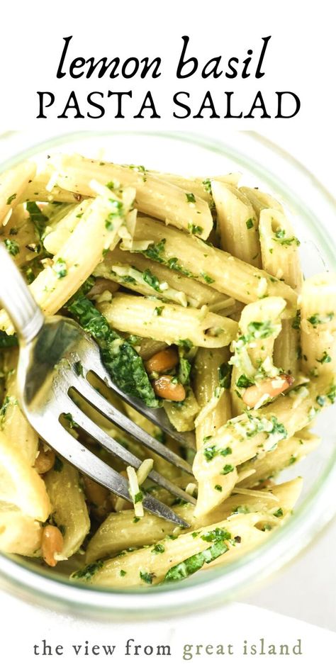 Lemon Basil Pasta Salad, Basil Mayonnaise, Lemon Pasta Salads, Meal Salads, Lemon Basil Pasta, Awesome Salads, Basil Pasta Salad, Side Salads, Pesto Pasta Salad