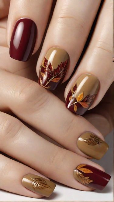 nail art Leave Nails, September Nails Art, November Nail Designs, Nail Board, September Nails, November Nails, Fall Nail Trends, Fall Gel Nails, Fall Nail Art Designs