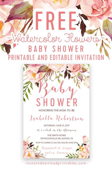 Free Baby Shower Invitations, Free Printable Baby Shower Invitations, Free Printable Baby Shower Games, Free Baby Shower Games, Baby Shower Advice Cards, Baby Shower Advice, Free Baby Shower, Invitation Diy, Floral Baby Shower Invitations