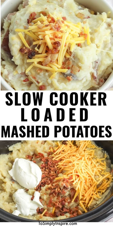 Slow Cooker Loaded Mashed Potatoes, Loaded Mashed Potato Casserole Crockpot, Crockpot Recipes Mashed Potatoes, Loaded Mashed Potatoes Crockpot, Slow Cooker Mashed Potatoes Cream Cheese, Crockpot Potatoes Mashed, Mash Potatoes Crockpot, Mashed Potatoes Recipe Loaded, Crock Pot Loaded Mashed Potatoes