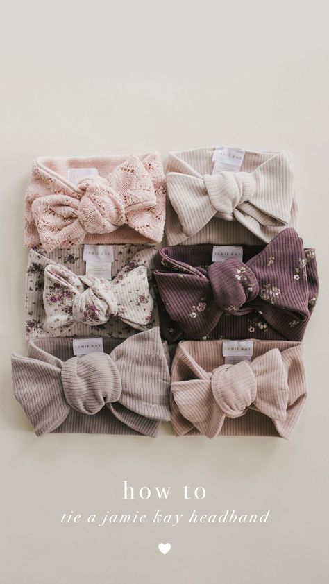 jamiekay on Instagram: Tutorial time - how to tie a Jamie Kay headband 💕 learn how to tie a super cute bow style in no time at all. A special thank you to… How To Make Newborn Bows, How To Tie A Baby Headband, Diy Baby Headbands No Sew, How To Make Bow Tie, No Sew Bows Diy, How To Make Baby Bows Headbands, How To Tie Baby Bow Headband, How To Make Baby Headbands, How To Tie A Hair Bow