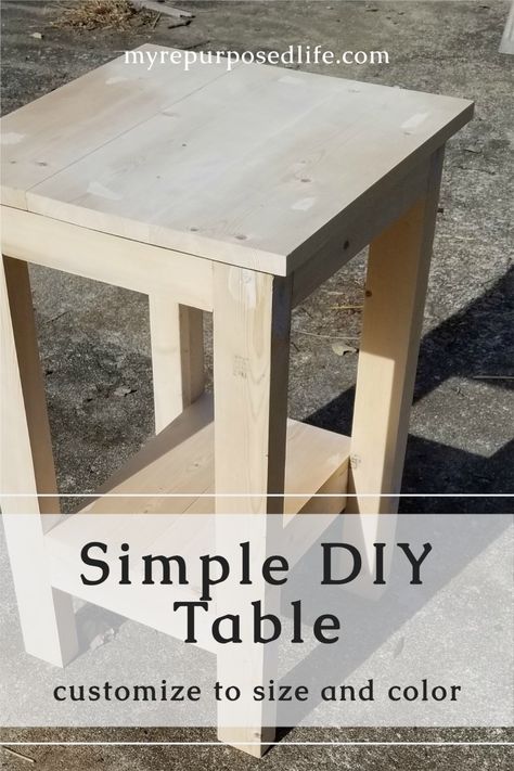 Simple Table DIY Using scrap wood left over from another large DIY project I made this small table for a friend's aunt. She needed something to hold her printer and paper. This fit the bill perfectly and she LOVES it! #myrepurposedlife #table #simple #build #scrapwood via @repurposedlife Using Scrap Wood, End Table Plans, Rustic Entryway Table, Recycling Projects, Repurposing Ideas, Wood Table Diy, Diy Side Table, Rustic Entryway, Small End Tables