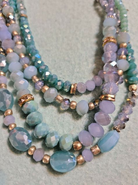 Bead Necklace Designs, Light Blue Necklace, Multilayer Necklace, Sundance Jewelry, Large Bead Necklace, Winter Necklace, Beaded Necklace Designs, Fun Jewelry, Multi Layer Necklace