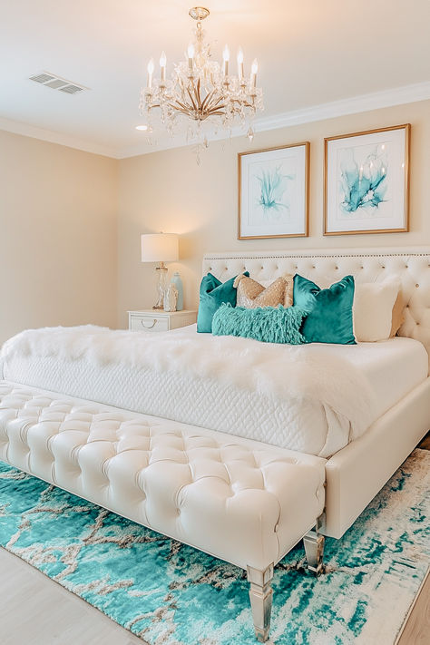 Millennial Bedroom, Grand Millennial Bedroom, Peacock Bedroom, Grand Millennial, Beauty Room Decor, Coastal Bedrooms, Beauty Room, Boho Bedroom, Guest Room