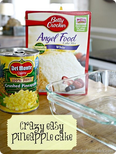 Easy Pineapple Dessert, Pineapple Angel Food Cake, Two Ingredient Desserts, 2 Ingredient Cakes, Easy Pineapple Cake, Angel Food Cake Desserts, Pineapple Angel Food, Pineapple Dessert, Boxed Cake Mixes Recipes