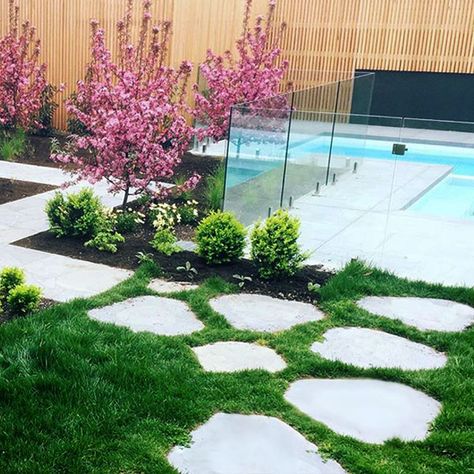 Crazy Paving Stepping Stones, Stepping Stones Around Pool, Crazy Pavers Stepping Stones, Bluestone Stepping Stones, Bluestone Crazy Paving, Crazy Pave Stepping Stones, Stepping Stones To Pool, Crazy Pave Path, Stepping Stones Pathway To Pool