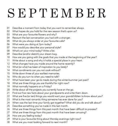 September writing prompts December Prompts, December Journal Prompts, Life Goals Examples, Monthly Prompts, 365 Questions, September Writing, December Journal, Goals Examples, Monthly Journal