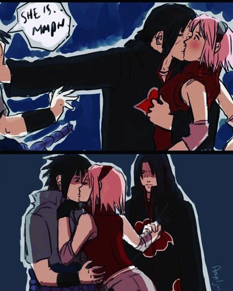 Multiship. ItaSaku. SasuSaku. Itachi And Sakura, Itachi Vs Sasuke, Naruto Akatsuki Funny, Funny Naruto Memes, Sasuke Uchiha Sakura Haruno, Naruto Couples, Uzumaki Boruto, Naruto Sasuke Sakura, Naruto Shippuden Sasuke