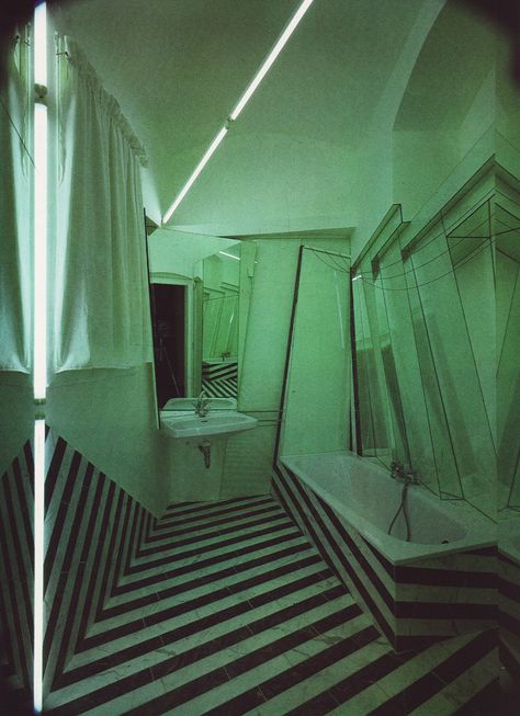 German Expressionism, Arkham Asylum, Retro Interior, Green Bathroom, Green Aesthetic, Green Light, Photography Inspo, Mood Board, Dream House