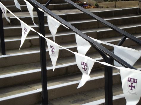 St Mary's College, Durham. Bunting from freshers week. Freshers Week Aesthetic, St Marys College Durham, Durham Uni, Saint Marys College, Freshers Week, St Marys, Saint Marys, University Life, School Reading