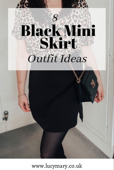 A woman wearing a black mini skirt. Tops With Black Skirt, How To Wear A Black Mini Skirt, Black Mini Skirt Outfit Winter Tights, Black Skirt Business Casual, Short Black Skirt Outfit Idea, Black Mini Skirt Outfit Work, Black Mini Pencil Skirt Outfit, Short Black Skirt Outfit Fall, What To Wear With Black Skirt