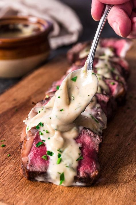 Gorgonzola Cream Sauce, New York Strip Steak, Strip Steak Recipe, Gorgonzola Sauce, New York Strip, Skip It, Steak Sauce, Strip Steak, Be Crazy