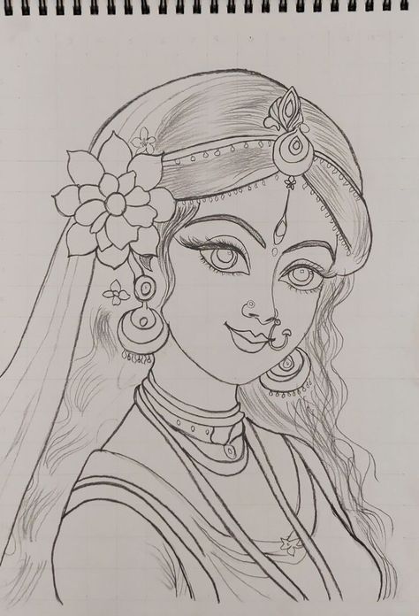 Radha Rani Cute Drawing, Radha Drawing Sketch, Radha Sketch Pencil, Cute Sketches Easy Simple, Radha Krishna Cute Drawings, Radha Drawing Easy, Radha Ji Drawing, Krishna And Radha Drawing, Cute Radha Krishna Drawing