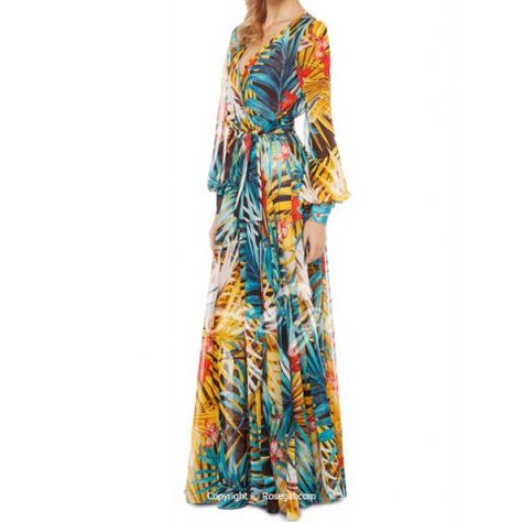 Bohemian Winter, Evening Midi Dress, Simple Casual Outfits, Cute Maxi Dress, Boho Dresses Long, Hawaiian Theme, Theme Dress, Bohemian Maxi Dress, Long Sleeve Print Dress