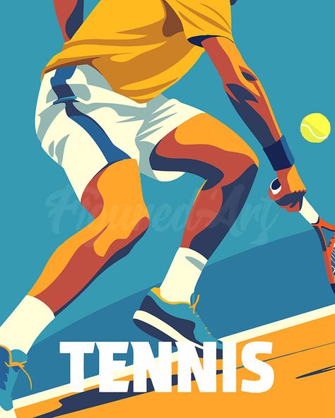 Paint by numbers kit for adults Sport Poster Tennis Figured'Art UK Tennis Art Painting, Tennis Artwork, Sports Artwork, Sports Illustration, Tennis Art, Racquet Club, Paintings Famous, Sport Illustration, Acrylic Painting Techniques