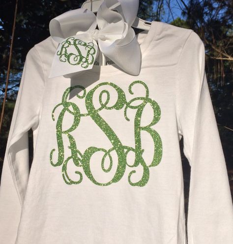 Glitter Monogram T Shirt Monogrammed Shirt Long Sleeve T Shirt Dance Cheer Southern, Monogrammed gifts, Bridesmaids,Women, Girls, Teens Addison Lee, Monogram T, Ideas For Embroidery, Monogram Ideas, Monogram Outfit, Monogram Bracelet, Monogram T Shirts, Cheer Gifts, Monogram Shirts