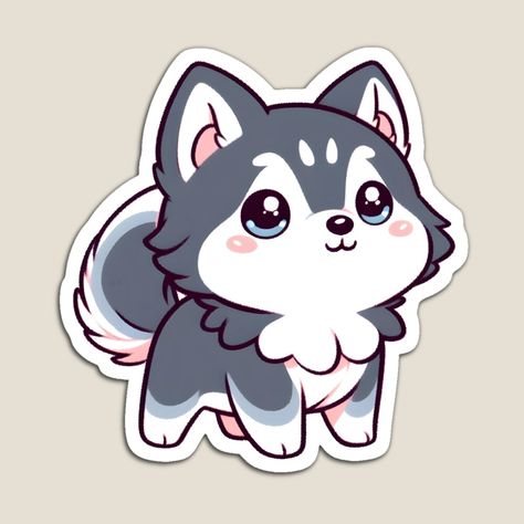 Cute Wolf Stickers, Hazbin Hotel Stickers Printable, Cute Kawaii Animals Drawing, Chibi Wolf, Kawaii Wolf, Wolf Cute, Japanese Wolf, Cute Wolf Drawings, Cute Wolf