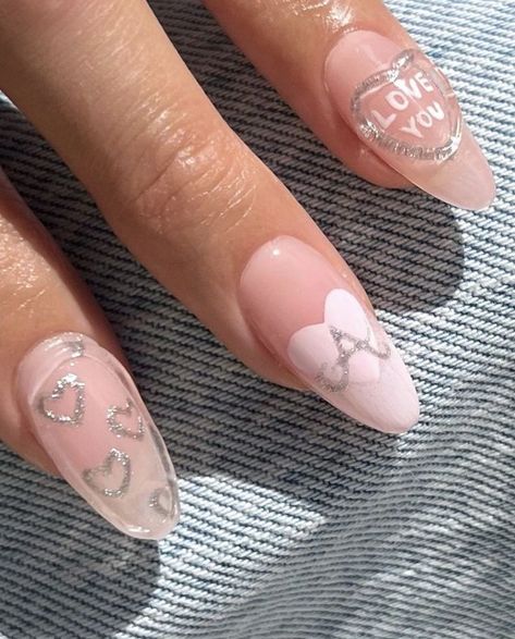 Initial Nails Almond, Butterfly French Tip Nails, Pink Charm Nails, Nails Initials Design, Coquette Nails, Gel Nails Diy, Pretty Gel Nails, Soft Nails, Get Nails