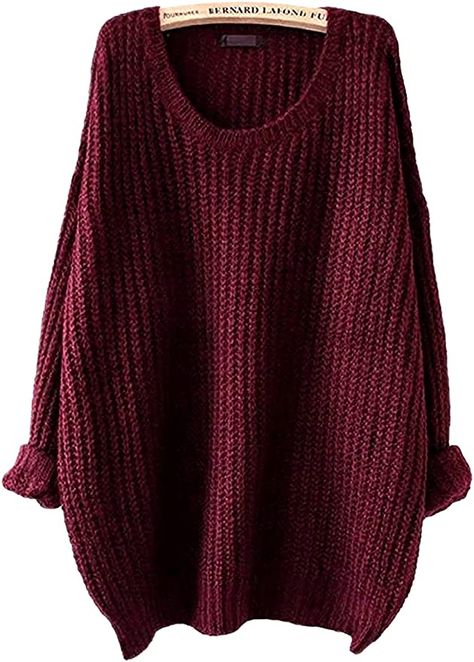 ARJOSA Women's Fall Sweaters Pullover Oversized Cable Knit Sweater Tunic Tops (X-Large, Wine Red) at Amazon Women’s Clothing store Short Sweater Dress, Oversized Pullover Sweaters, Fall Sweaters For Women, Casual Pullover Sweater, Baggy Sweaters, Oversized Sweater Women, Pullover Cardigan, Loose Pullover, Cute Winter Outfits