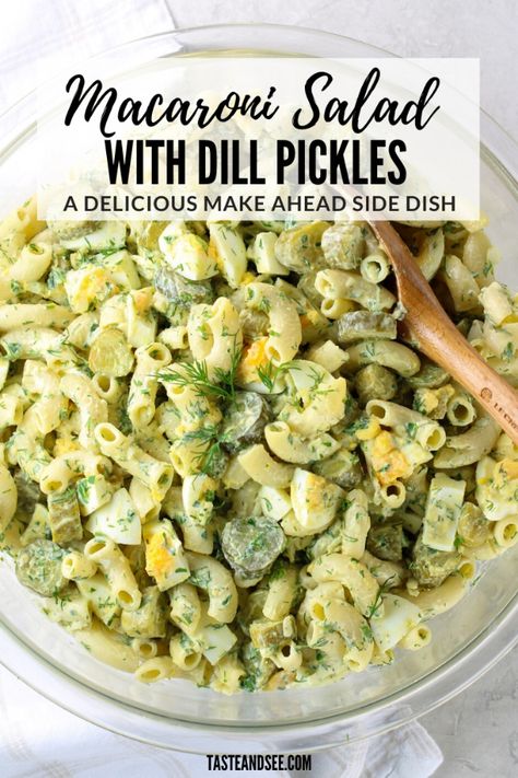 Macaroni Salad With Dill, Pickle Macaroni Salad, Salad With Dill, Dill Pickle Pasta Salad, Pasta Salad With Tortellini, Tortellini Pasta, Macaroni Salad Recipe, Side Dishes For Bbq, Dill Pickles