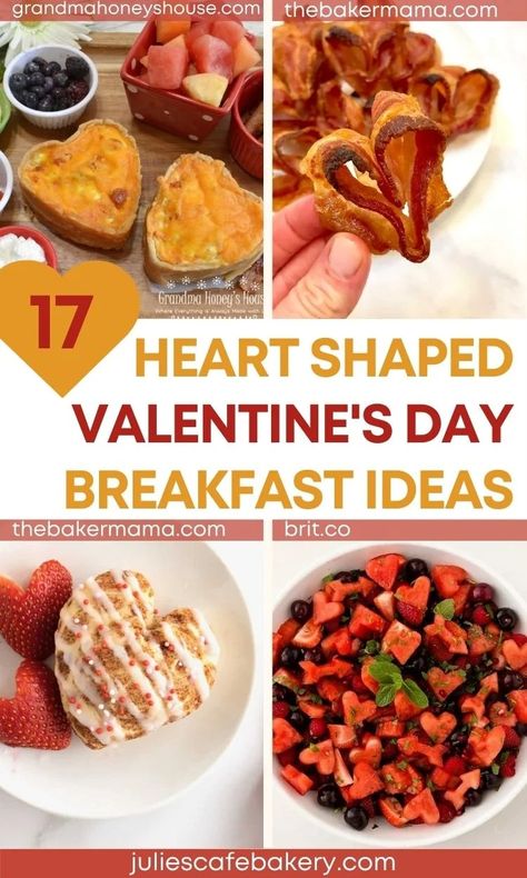 17 Heart Shaped Breakfast Food Ideas Heart Shaped Breakfast, Heart Shaped Bacon, Breakfast Food Ideas, Mini Breakfast Quiche, Heart Shaped Cinnamon Rolls, Chewy Granola Bars Homemade, Heart Shaped Pancakes, Red Velvet Whoopie Pies, Breakfast Tart