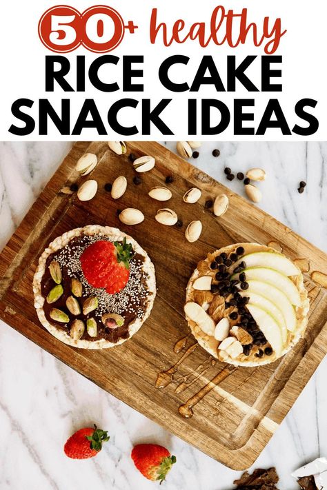 Need some new healthy snack ideas? You’ll find more than 50+ ideas for rice cake toppings to turn a plain ‘ol rice cake into an exciting and delicious snack! From rice cakes topped with yogurt and berries to those topped with salmon dip, you’ll love these sweet and savory snack options. Rice Cake Toppings Sweet, Rice Cake Desert Ideas, Rice Cakes Toppings Sweet, Plain Rice Cake Ideas, White Cheddar Rice Cake Toppings, Rice Cake Dessert Ideas Healthy, Chocolate Rice Cake Ideas, What To Put On Rice Cakes, Rice Crackers Toppings