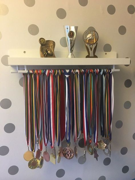 Medal Shelf, Trophy Shelf, Football Rooms, Trophy Display, Award Display, Medal Hanger, Hanger Holder, Medal Display, Room Makeover Inspiration