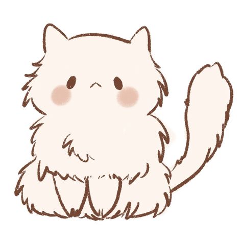 How to Draw a Cute Persian Cat (Easy Beginner Guide) Fluffy Cat Drawing Simple, Cat Drawing Chibi, Cute Animal Reference Drawing, Chibi Cat Drawing Reference, Cat Plushie Drawing, Cat Fluffy Drawing, Easy Fluffy Cat Drawing, Cat Drawing Kawaii, Cat Drawing Sketches Cute