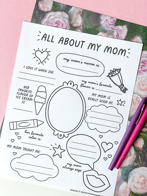 All About My Nana Free Printable, All About My Mom Preschool Free Printables, All About My Mom Preschool, All About Mom Preschool, Printable Mothers Day Crafts For Kids, I Love My Mom Because Printable, Free Mothers Day Printables For Kids, Mothers Day Cards Printable Free, Mother Day Printables Free