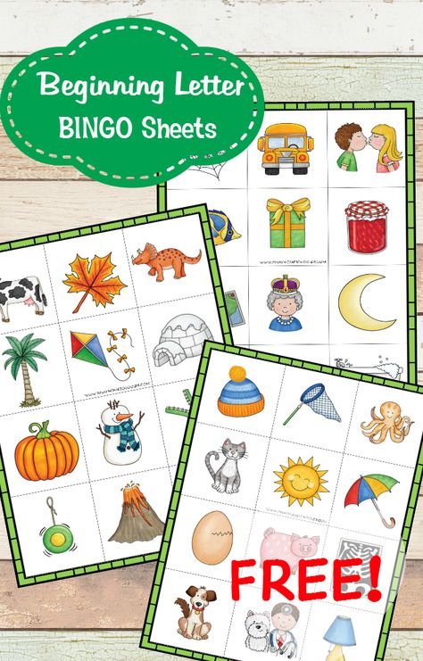 FREE Beginning letter BINGO Sheets Alphabet Memory Game, Letter Bingo, Sound Activities, Letter Sound Activities, Bingo Sheets, Alphabet Sounds, Preschool Language, Kindergarten Language Arts, Letter Sound