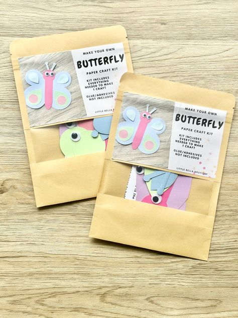 Make Your Own Butterfly Paper Craft Kit - Add A Glue Pen Kid Craft Gifts, Butterfly Paper Craft, Diy Backdrop Ideas, Primary Activity, Ideas For Parties, Felt Toys Diy, Kids Party Crafts, Kids Craft Supplies, Kit Ideas