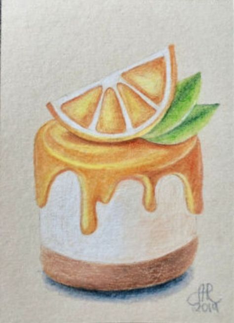 Pencil Colour Food Drawing, Food Art Colored Pencil, Dessert Drawing Easy, Simple Colour Pencil Drawings, Color Pencil Art Drawings, Drawing Ideas Food, Drawing Dessert, Drawing With Colored Pencil, Colour Pencils Drawing