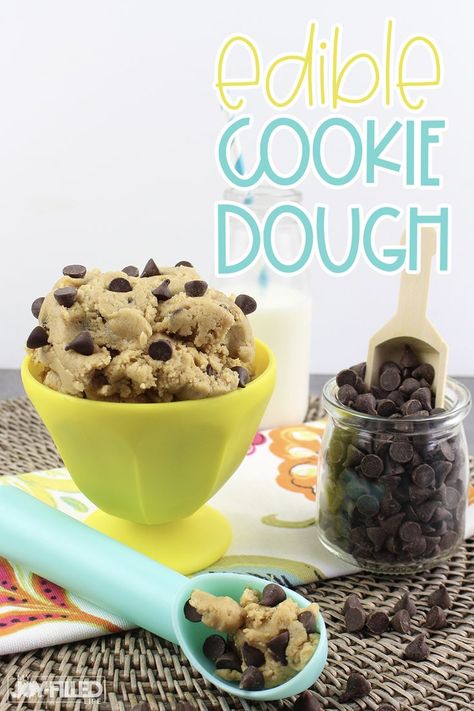 This edible chocolate chip cookie dough recipe is not only easy to make, but tastes amazing. There's no need to worry about eating cookie dough with this recipe! Raw Cookie Dough Recipe, Chocolate Chip Cookie Dough Recipe, Eating Cookie, Edible Chocolate Chip Cookie Dough, Whole Bowl, Keto Cookie Dough, Cookie Dough To Eat, Edible Cookie Dough Recipe, Cookie Dough Recipe