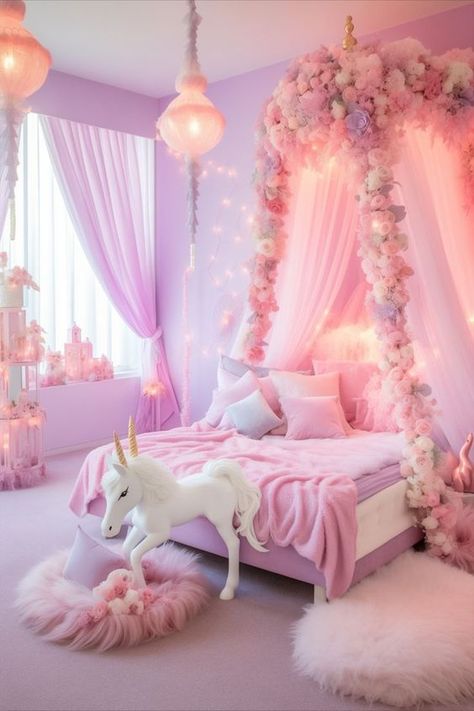 Princess Room Ideas For Women, Toddler Rooms Girly, Barbie Themed Room, Toddler Princess Room, Todler Room, Barbie Bedroom, Bedroom Decor For Women, Bedroom Ideas For Small Rooms Cozy, Unicorn Bedroom