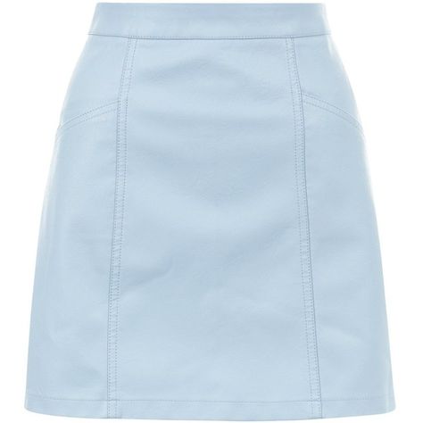 Blue Leather Skirt, New Look Skirts, Light Blue Skirts, Rok Mini, Skirts Short, Blue Mini Skirt, Skirt With Buttons, Skirt Short, Blue Skirt