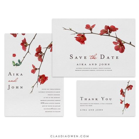 Cherry Blossoms Japanese Wedding Invitation, Spring Wedding Matching Set, Summer Wedding, Asian Themed, Flowers Asia Japan, Tree Branch Japanese Wedding Invitation, Japanese Wedding Theme, Wedding Asian, Wedding Anniversary Party Invitations, Japan Wedding, 30th Birthday Party Invitations, 40th Birthday Party Invites, Cherry Blossom Wedding, Japanese Wedding