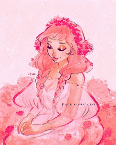 Flower Hair Character Design, Flowers As People Drawing, Pink Woman Art, Flowers As Characters, Cute Pink Character Design, Flower Character Art, Pretty Lady Drawing, Pink Haired Character Design, Flower Person Art