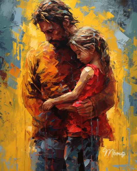 Father And Daughter Painting Ideas, Father And Daughter Love, Father Art, Father Daughter Relationship, Father Daughter, Landscape Art Painting, Realistic Paintings, Impressionist Paintings, Butterfly Art