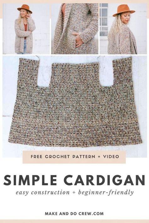 Simple Cardigan, Crochet Cardigan Free, Crochet Sweater Free, Crochet Jacket Pattern, Crochet Cardigan Pattern Free, Gilet Crochet, Crochet Sweater Pattern Free, Crochet Clothing And Accessories, Crochet Clothes For Women