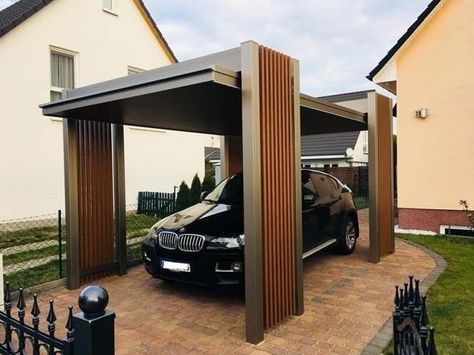 Car Porch Design, Carport Modern, Modern Carport, Rooftop Patio Design, Home Designs Exterior, Villa Design Architecture, House Cladding, Carport Designs, Modern Pergola